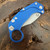 Reate Knives EXO-K Button Lock Karambit Gravity Knife Blue Handle Stonewash Blade w/ Trainer