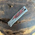 Reate EXO M T/E Gravity Knife Titanium Handle w/ Red Black G10 Damascus Pattern Inlay Satin Standard Blade