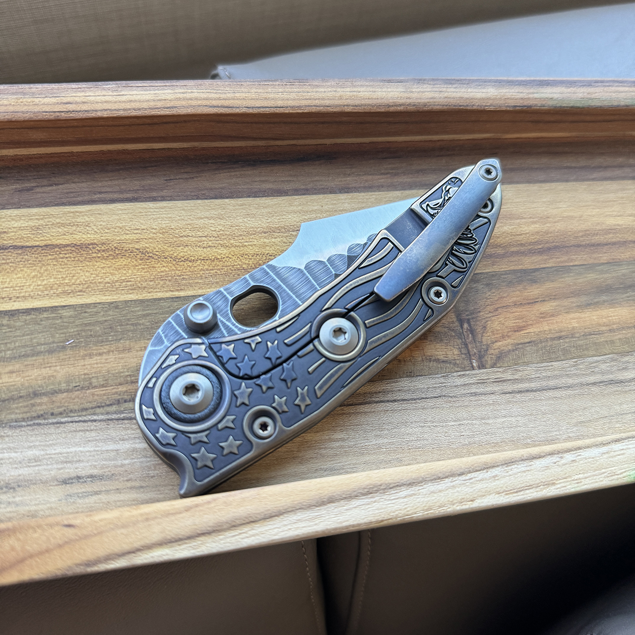 Borka Blades Ti2Designs Stitch Patriot Titanium Handle Satin Rock