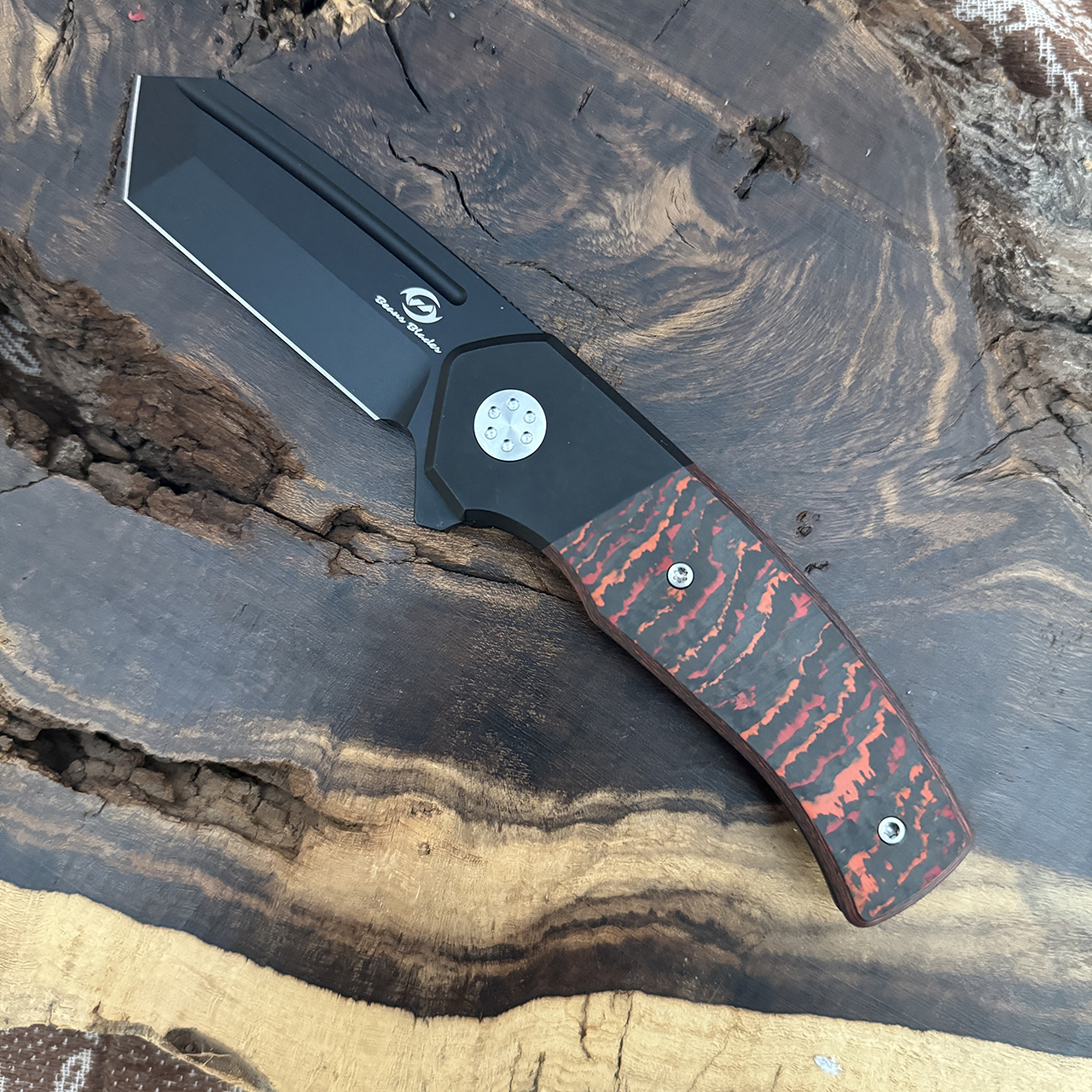 blade beans 幾何学模様 ケース Beans Blades Mini Warrior Folder T/E Black PVD Titanium Handle