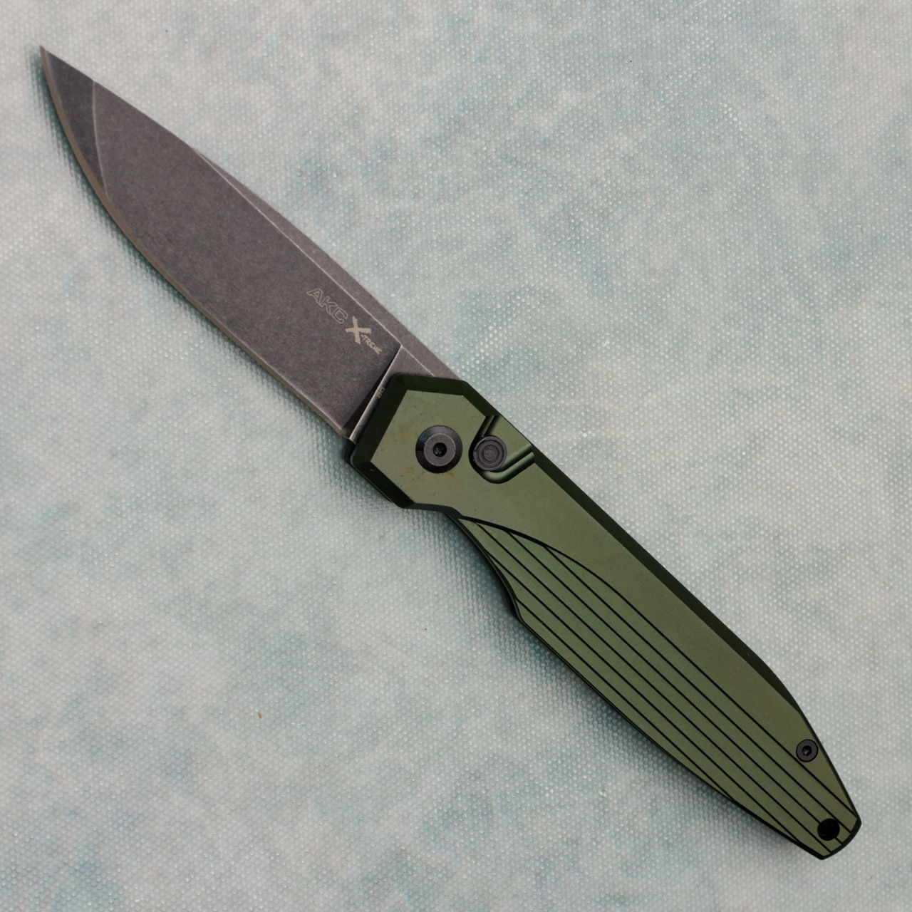 AKC X-treme Dandy Auto Green Handle Blackwash Blade DANDY-GB