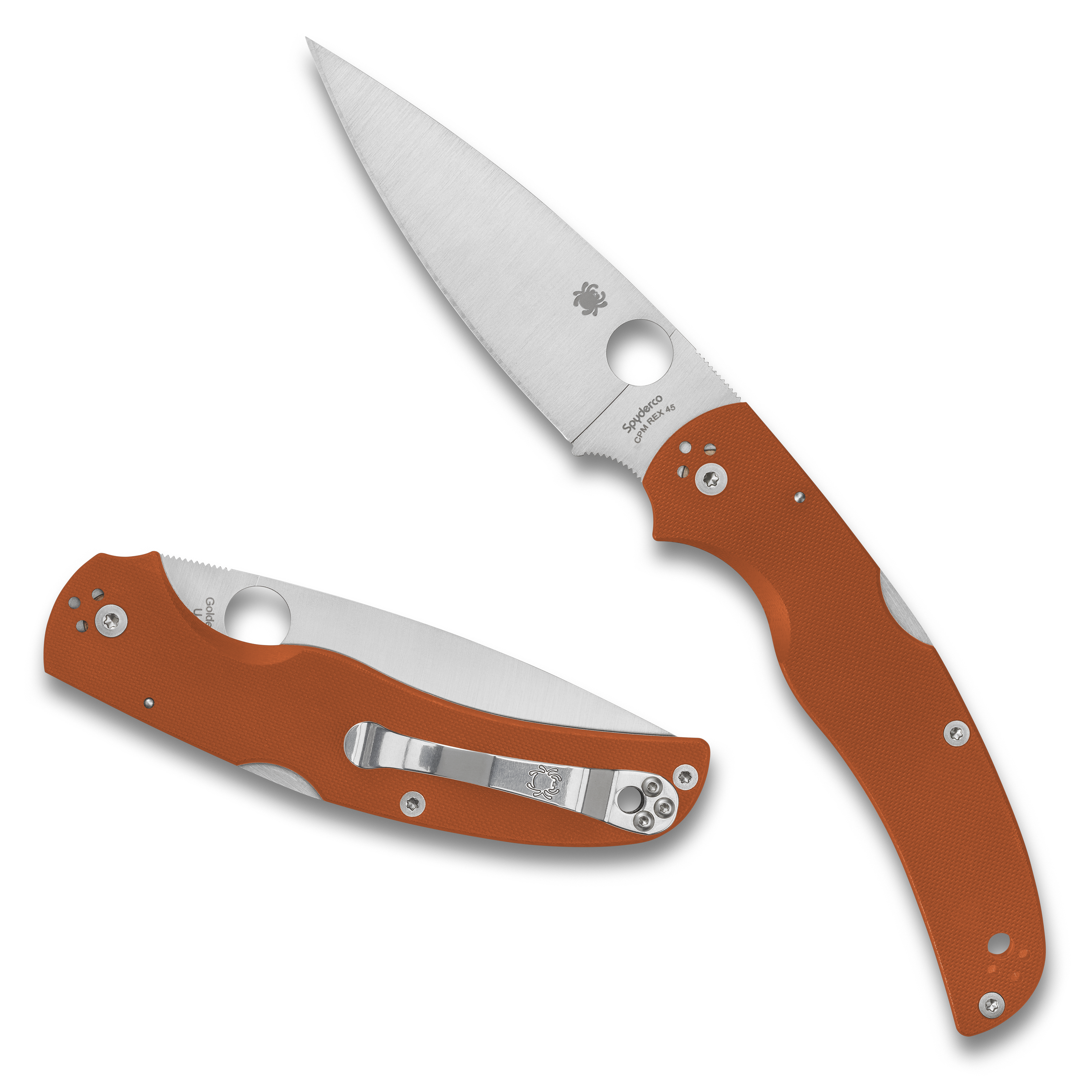 Spyderco Native Chief Lock Back Burnt Orange G-10 Handle Satin REX