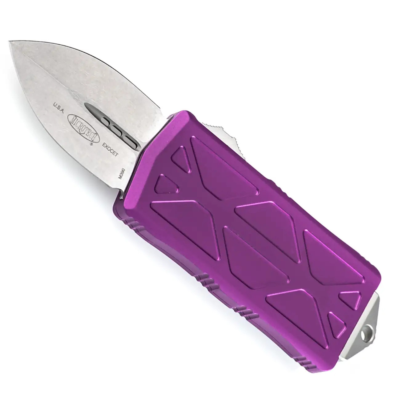 Microtech Purple Exocet OTF Auto Knife, Black Blade