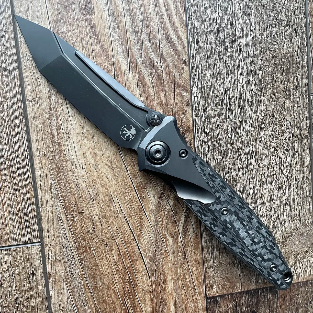 Microtech Socom Bravo T/E DLC Titanium Handle w/ Carbon Fiber