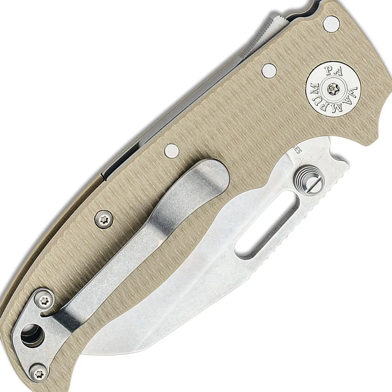 Demko AD-20.5 Shark Lock Tan G10 Handle Stonewash Shark Foot S35VN Blade