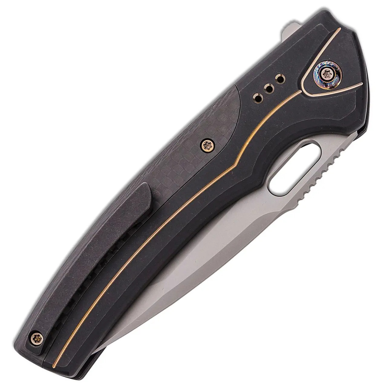 We Knife Co. Exciton Button Lock Black Titanium/Carbon Fiber Handle