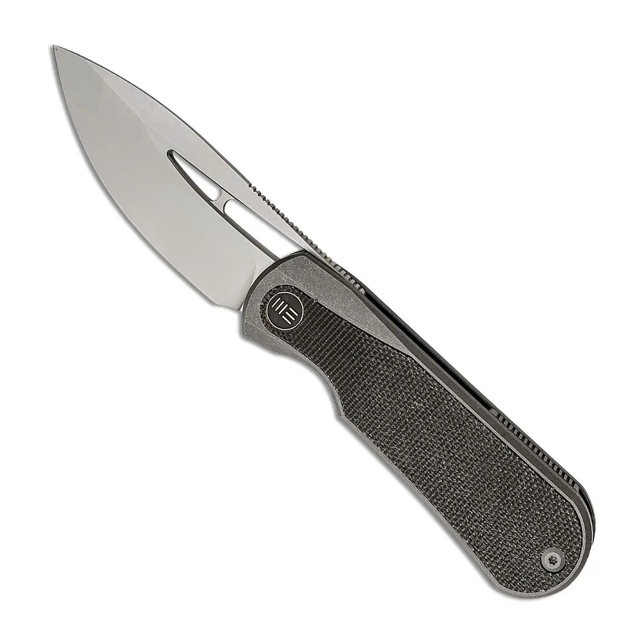 WE Baloo Flipper Folding Knife Gray/Dark Green Titanium/Micarta