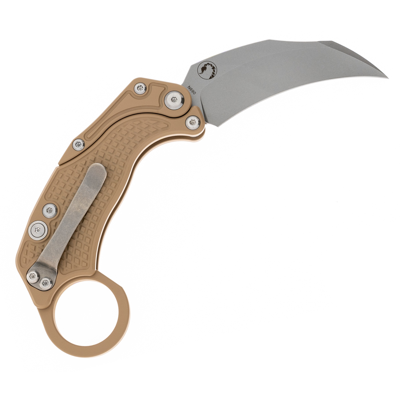 Reate Knives EXOK Button Lock Karambit Gravity Knife Tan Handle