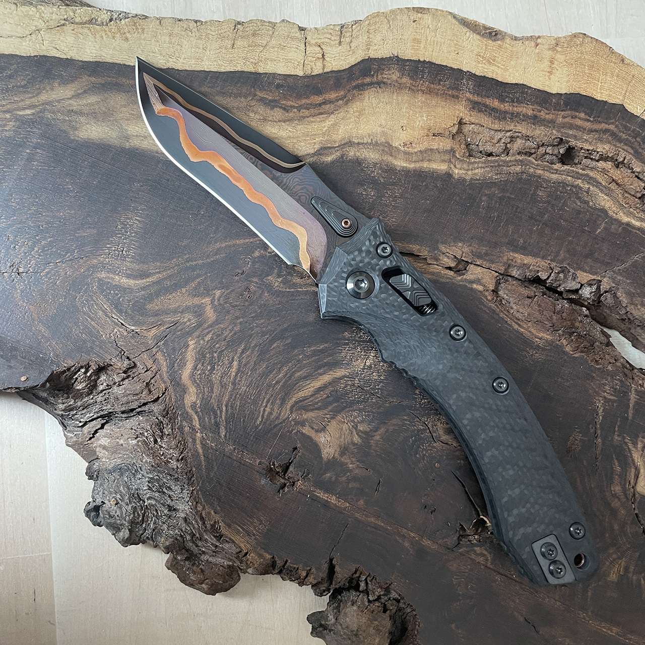 Marfione Customs Amphibian RAMLOK Carbon Fiber w/ Stippled Copper