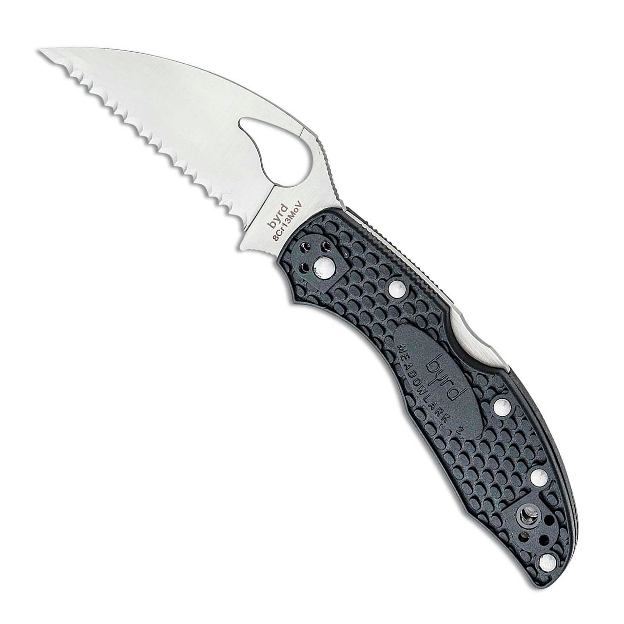 Knife, Byrd Serrated Edge Rigged,S/S Shackle & Cli