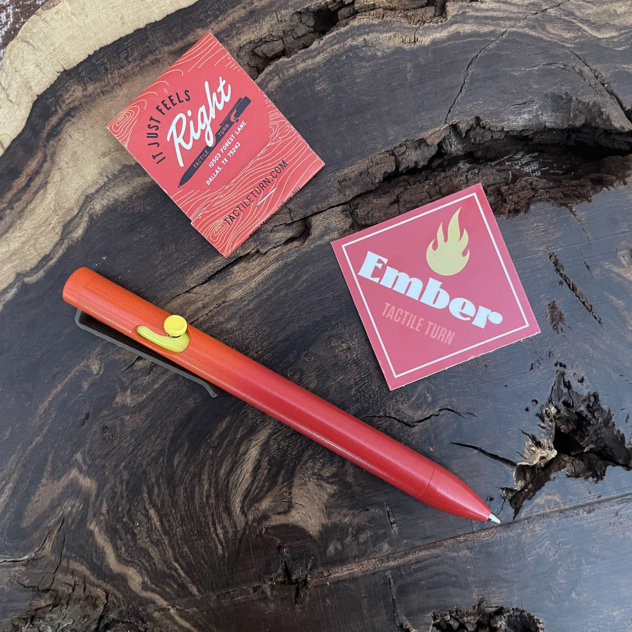 Tactile Turn Seasonal Release Summer 2023 Bolt Action Short Ember Red  Orange Cerakote Titanium | American Edge Knives
