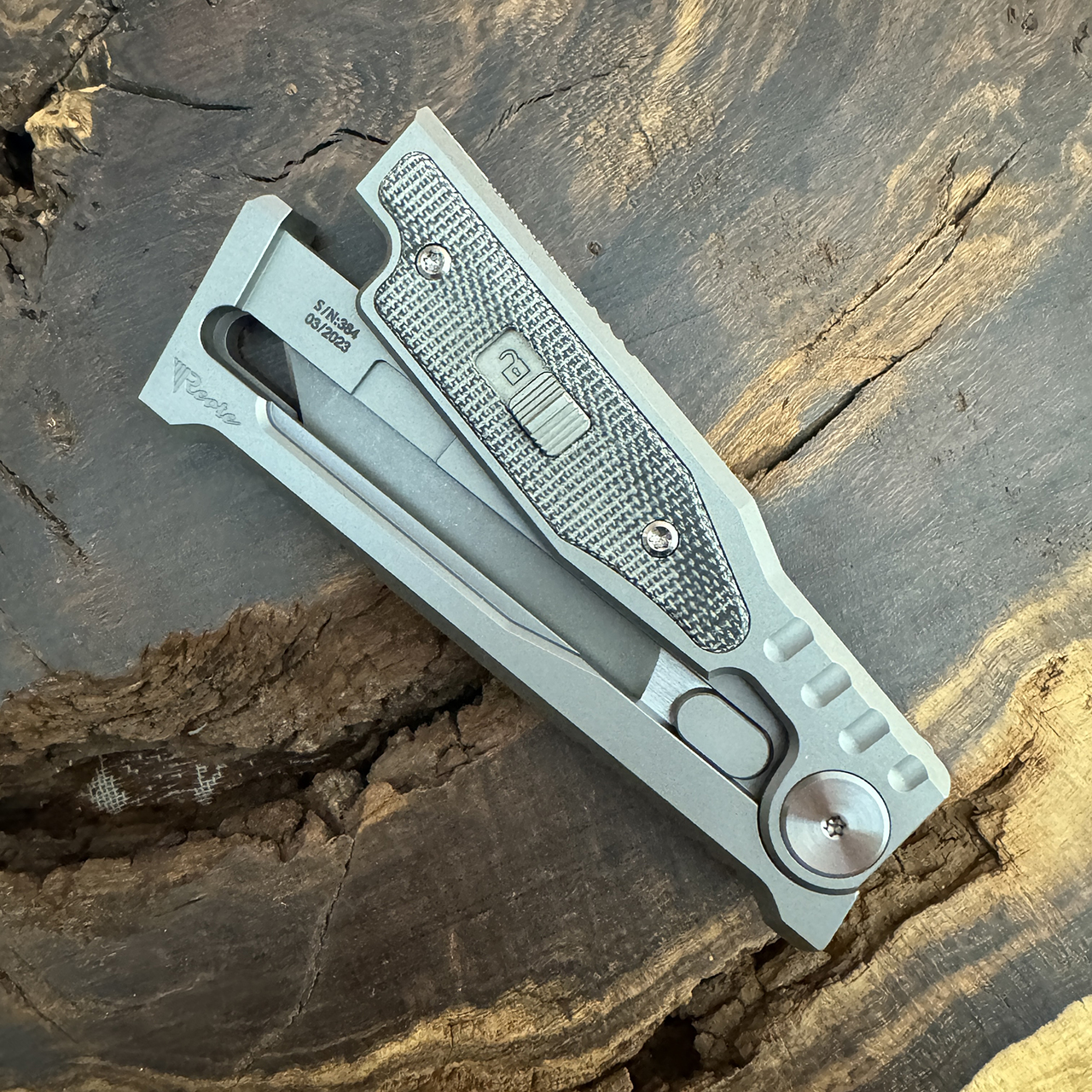 Reate EXO Mini T/E Gravity Knife Titanium Handle w/ Black Micarta Inlay ...