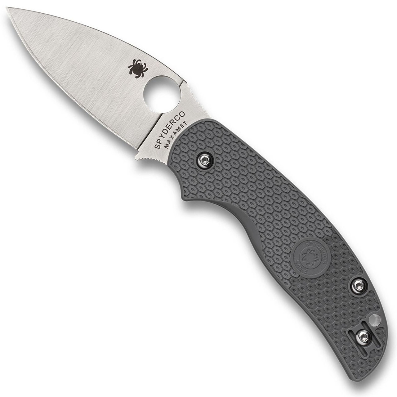 Spyderco Sage 5 Lightweight Compression Lock Gray Handle Satin Maxamet ...