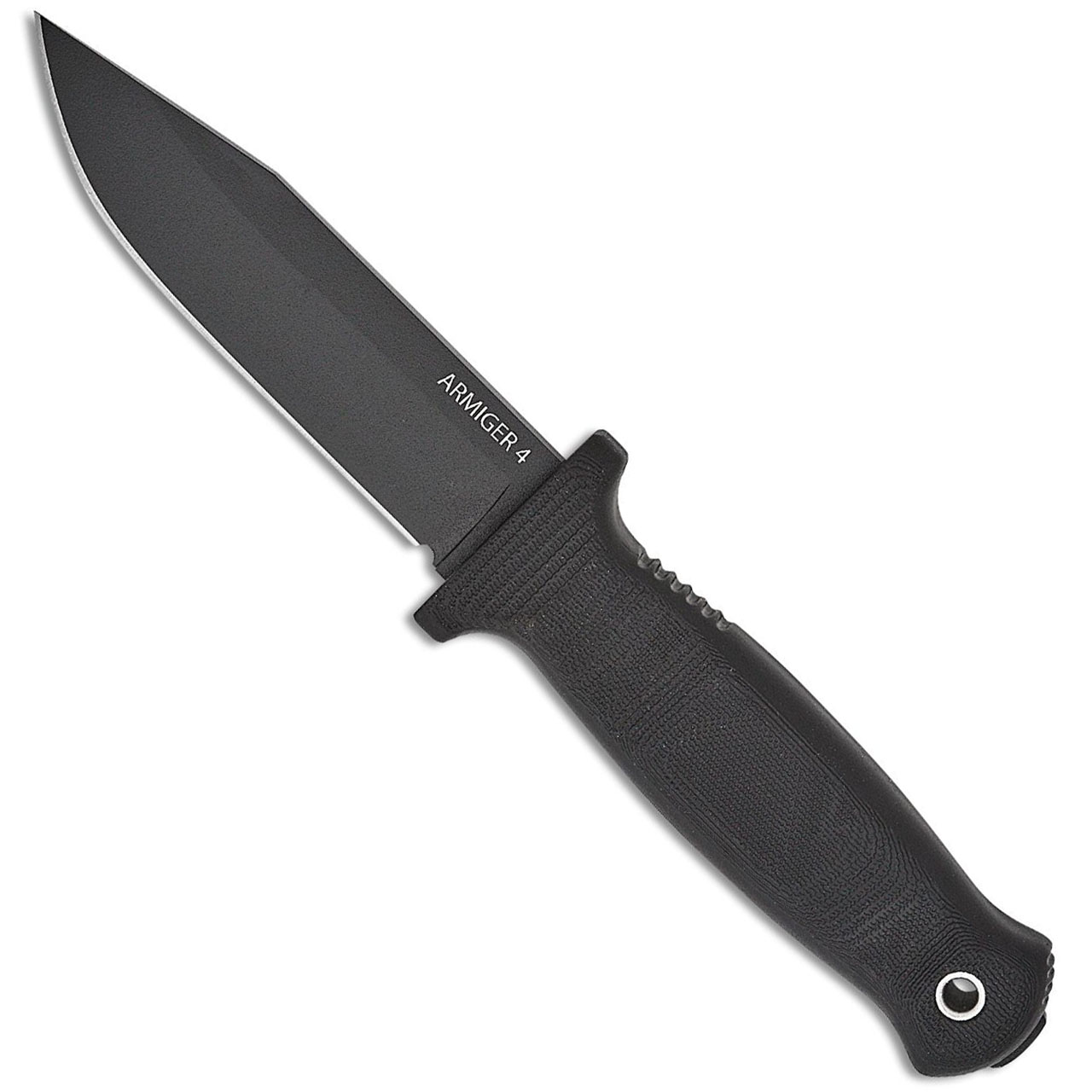 Demko Armiger 4 Fixed Blade Black Handle Black Clip Point Blade ...