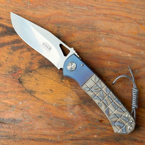 Harm Edged Tools Custom Resistor Frame Lock Flamed Titanium Frag Handle ...