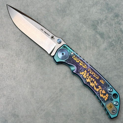 Spartan Blades Harsey Folder SHF Custom Engraved Graffiti Titanium