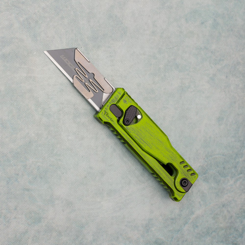 Reate EXO-U Utility Gravity Knife Distressed Green Aluminum
