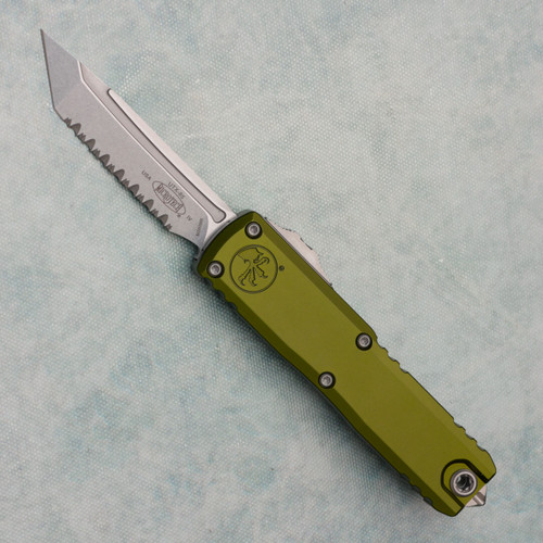 Microtech UTX-85 Gen IV T/E OD Green Handle Stonewash Full