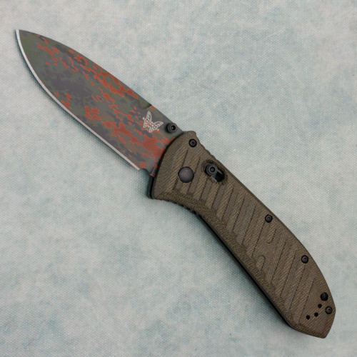 Benchmade Presidio II Axis Lock OD Green Micarta Handles Camo Cerakote Blade Limited Edition 570CAMO-2601 | American Edge Knives