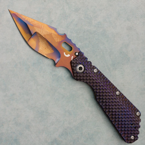 Strider Knives MSC XL DGG Anodized Titanium Handle Hand Ground Meteorite Damascus Blade | American Edge Knives