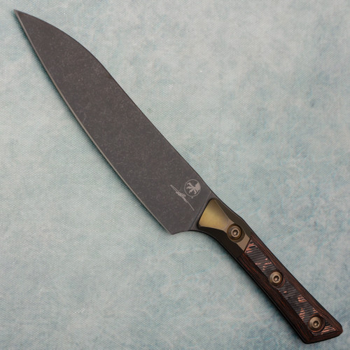 Microtech Utility Knife Livewire Carbon Fiber Handle w/ Bronzed Titanium Bolster DLC Standard Blade Signature Series 3400B-1DLCLWCFS | American Edge Knives