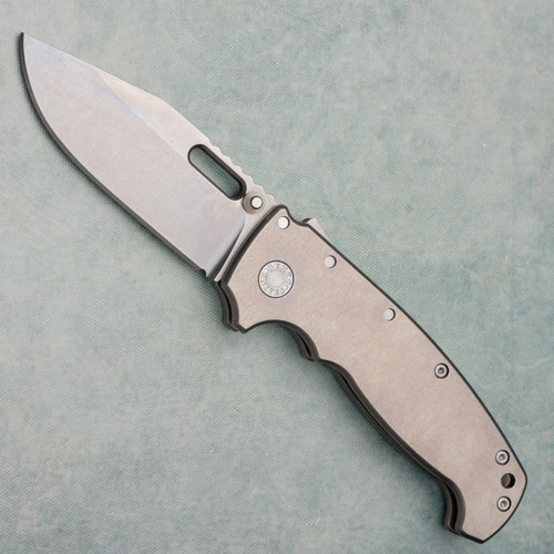 Demko MG AD20 XXX Clip Point Shark Lock Titanium Handle Stonewash