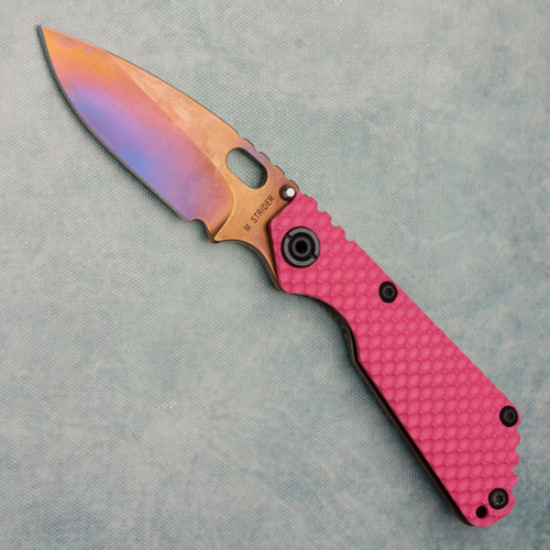 Strider Knives SNG Pink DGG G-10/Heat Colored Ti Handle Heat Colored CPM-MagnaCut Blade | American Edge Knives