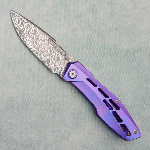 Null Knives Raiden R2 Aero Frame Lock Blurple Crystalized Titanium