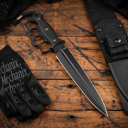 RMJ USA Lady Death Fixed Blade Black G10 Handle Black Cerakote