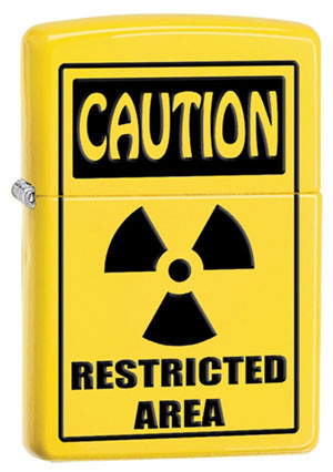 Zippo Lighter Yellow Caution Restricted Area 28318 | American Edge