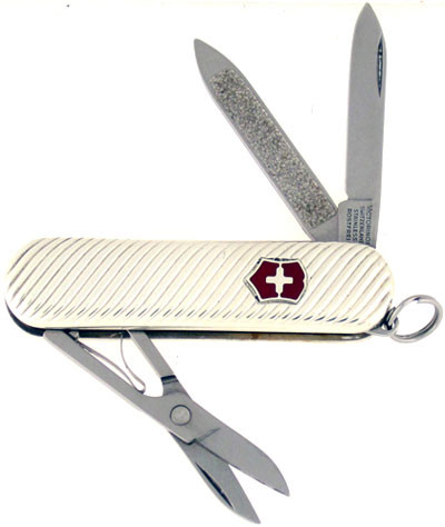 Victorinox Swiss Army Pen Knife w/ Scissors Swirl Sterling Silver