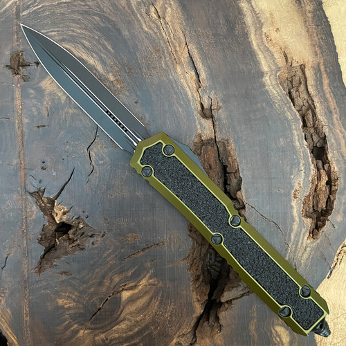 Microtech Makora D/E OD Green w/ Black Grip Inlays Standard Nickel