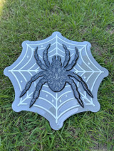 Girly Spider Military Plaque – Epoxy Finished with Silver Glitter Accents