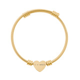 Engravable Heart Cable Cuff Bracelet — Personalized Love Bangle (Silver or Gold)