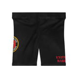 US Marine Corps Emblem Women's Biker Shorts — Black Patriotic Activewear