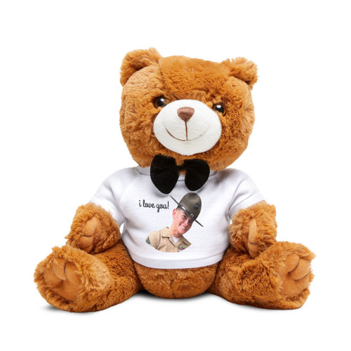 Personalized Photo Teddy Bear with 'I Love You' T-Shirt – Custom Plush Gift for Anniversaries, Valentine's & Keepsakes