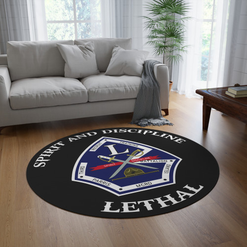 Round Rug - Lethal Recruit Training Insignia Military Emblem Floor Mat