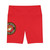 USMC Emblem Women's Workout Shorts - Marine Corps Logo Athletic Biker Shorts - Red