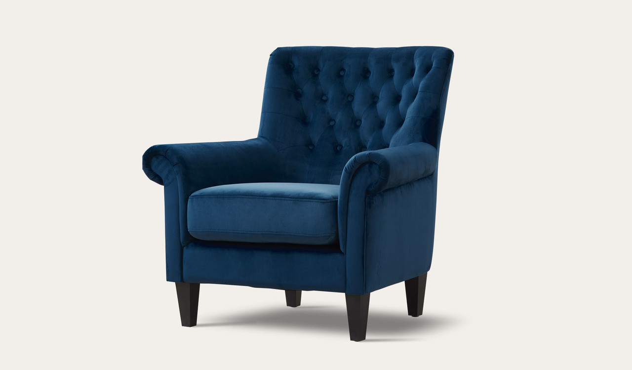 dark blue armchair