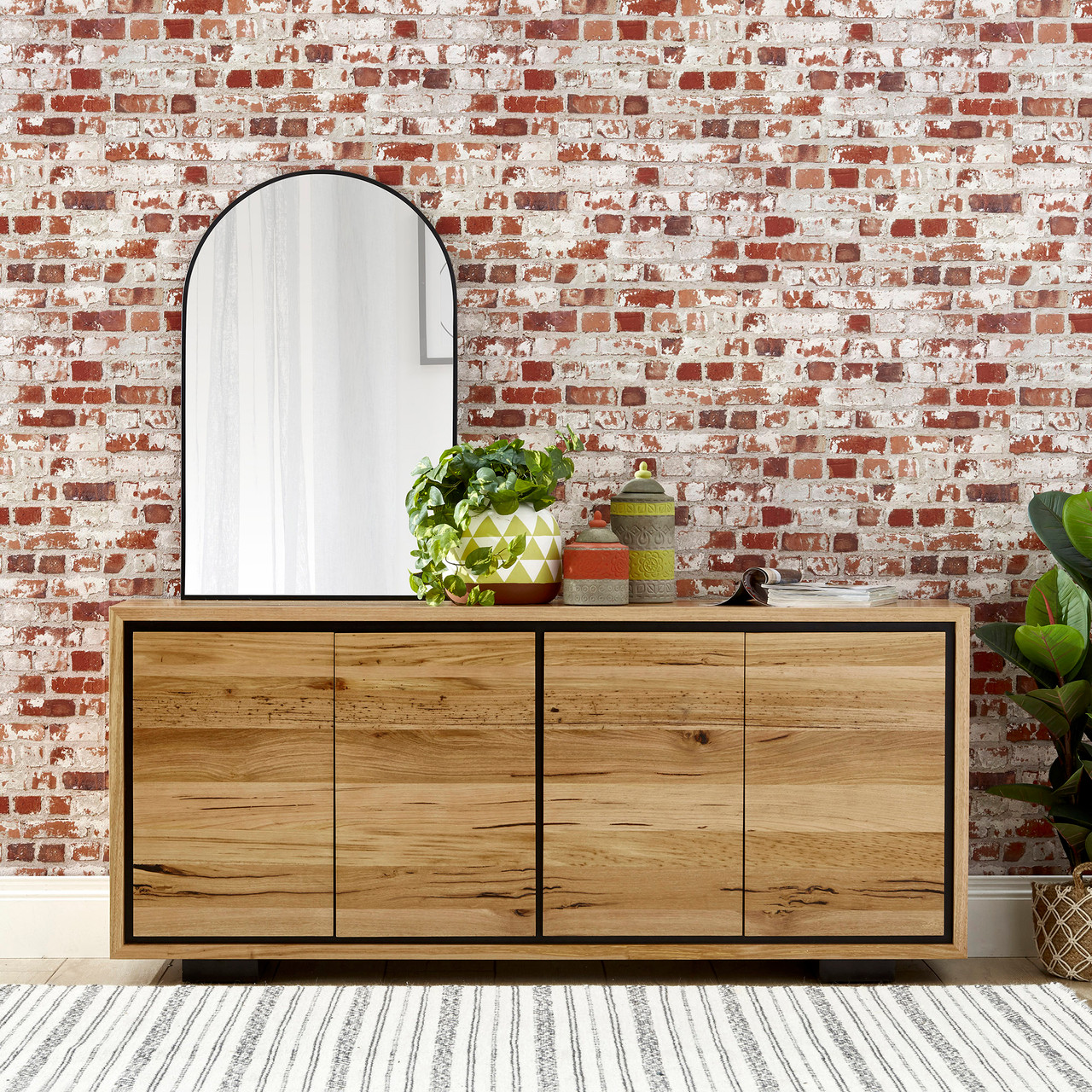 Eden small buffet in sustainable Australian messmate timber with sleek modern edges and black detailing