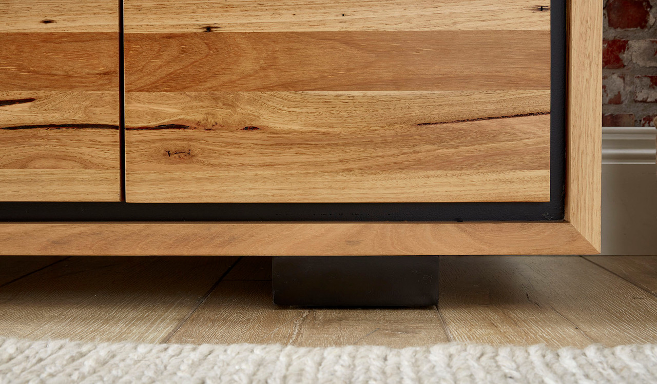 Eden small buffet in sustainable Australian messmate timber with sleek modern edges and black detailing