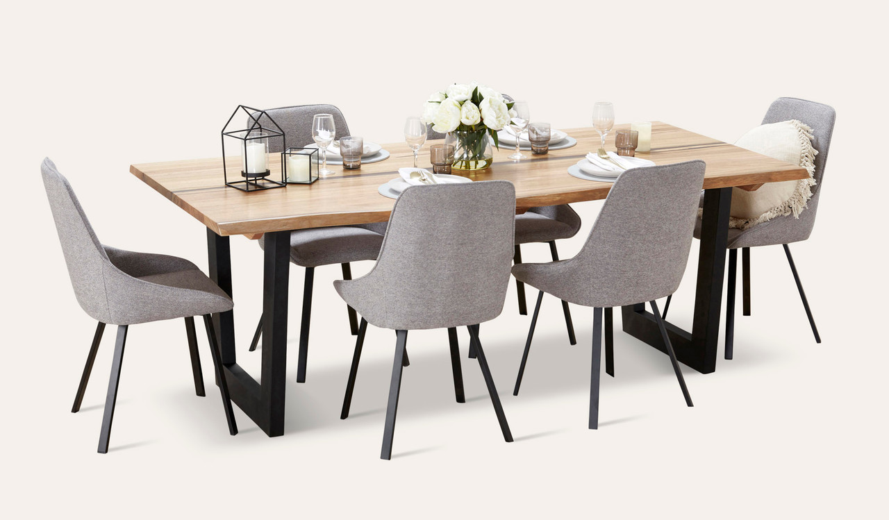 marble table and grey chairs