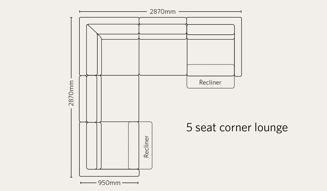 Bond leather 5 seat recliner corner lounge