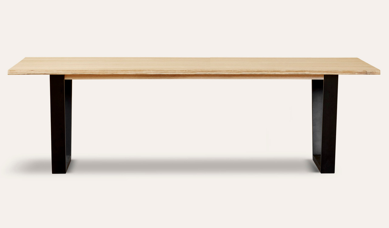 Braxton dining table in solid messmate timber with black metal legs, modern rectangular timber dining table
