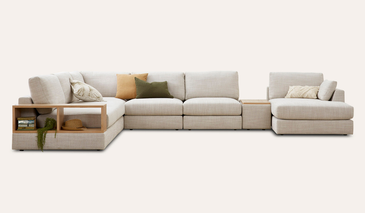 Crest 6 seat modular reversible chaise lounge