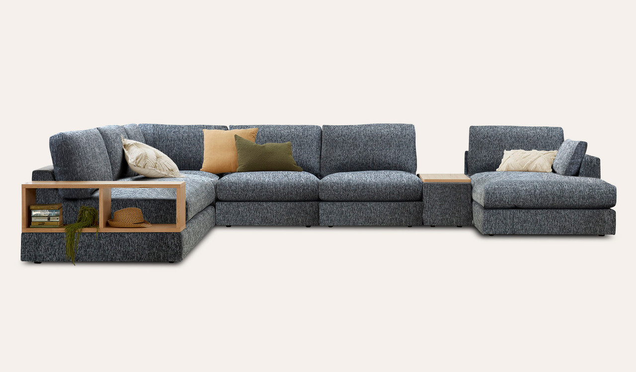 Crest 6 seat modular reversible chaise lounge