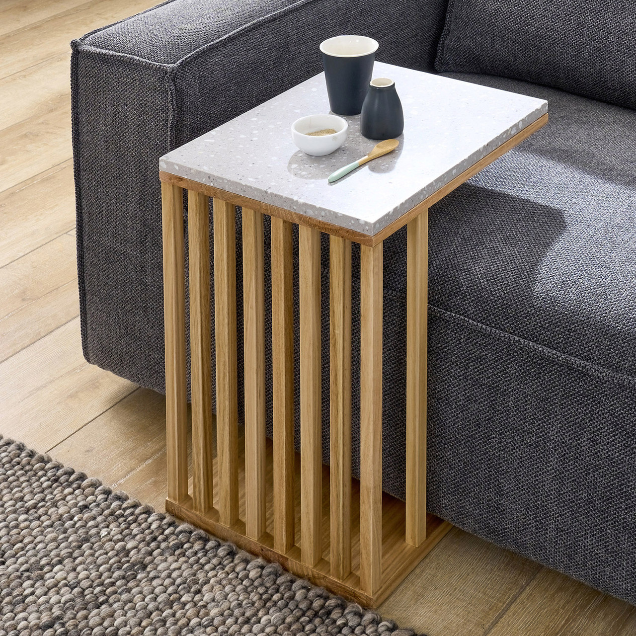 Gabby sofa table with terrazzo top