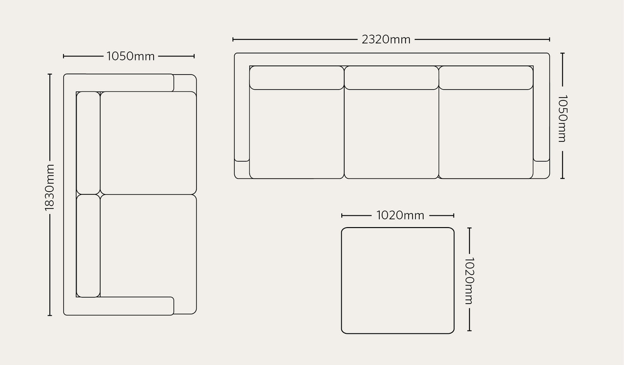 Lou 3 + 2  seat sofa suite
