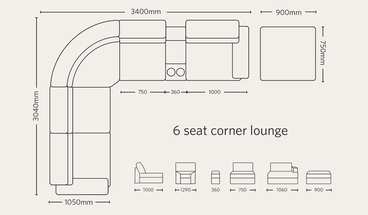 Joanie 6 seat corner lounge