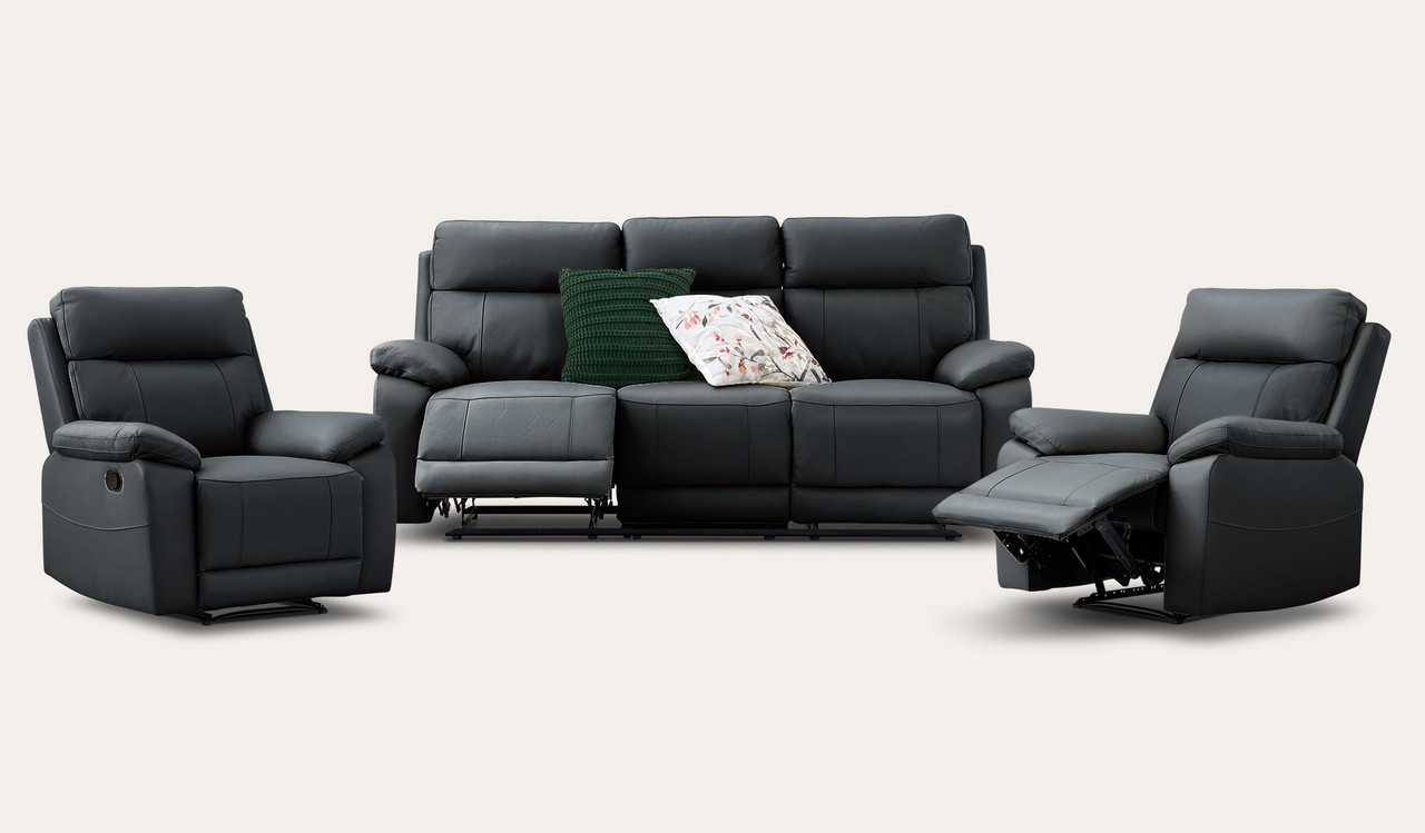 Lucy leather 3 pce recliner suite